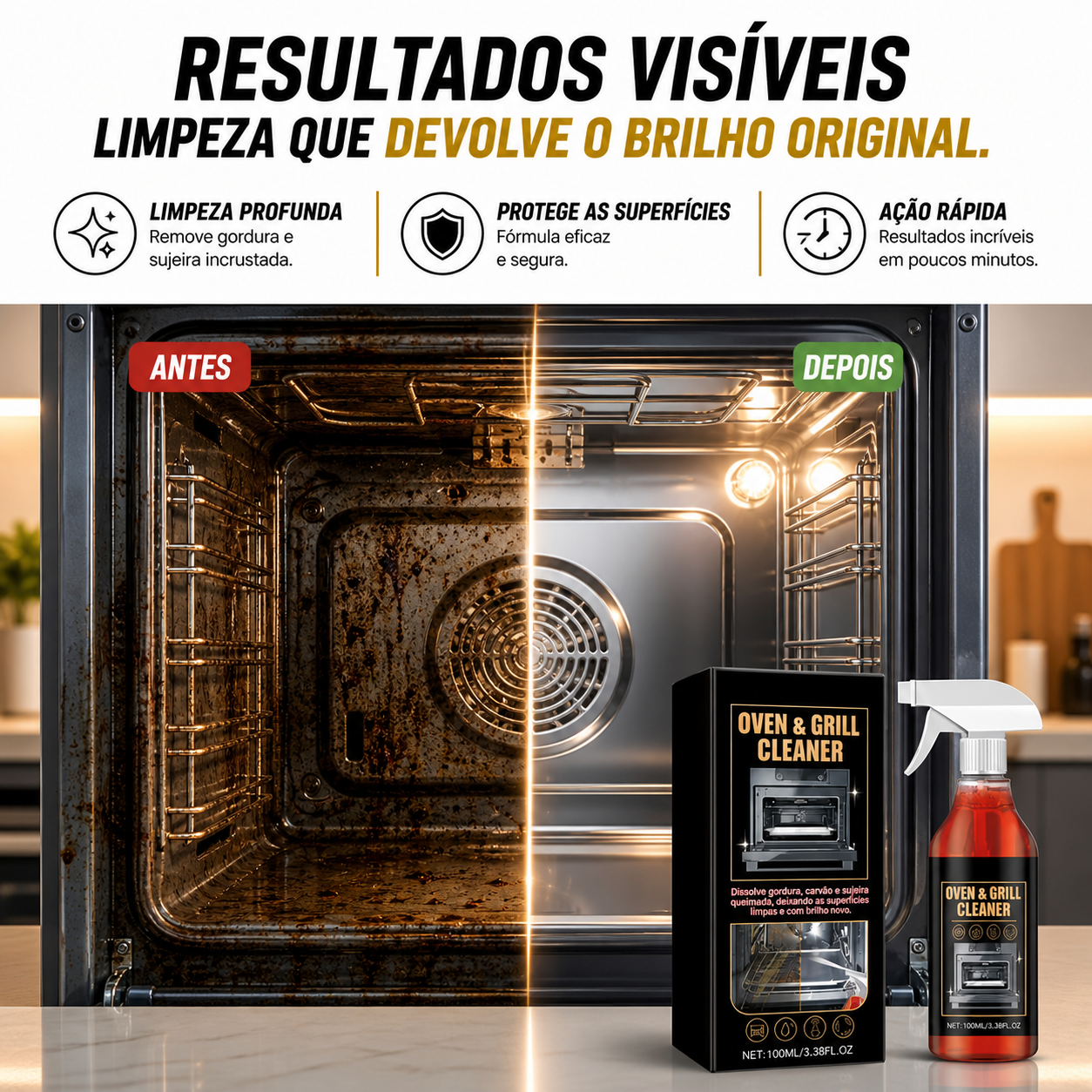 Limpador de Ação Rápida para Fornos e Churrasqueiras