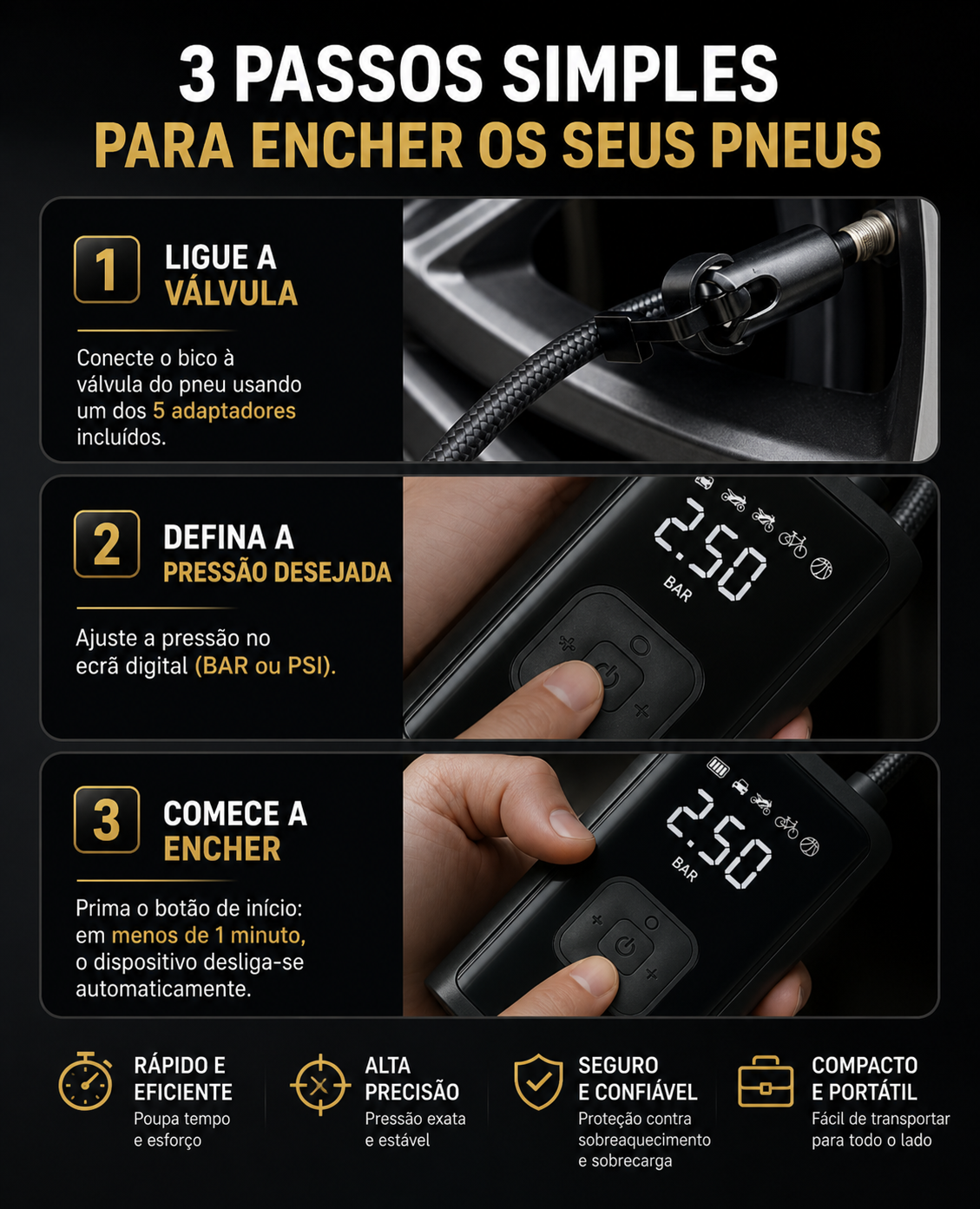 Compressor de Ar Profissional Inteligente Sem Fio