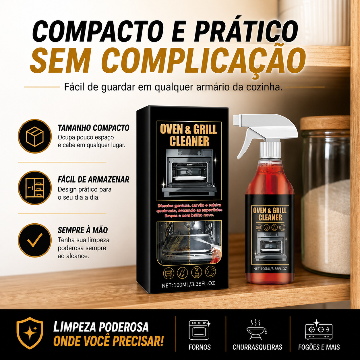 Limpador de Ação Rápida para Fornos e Churrasqueiras