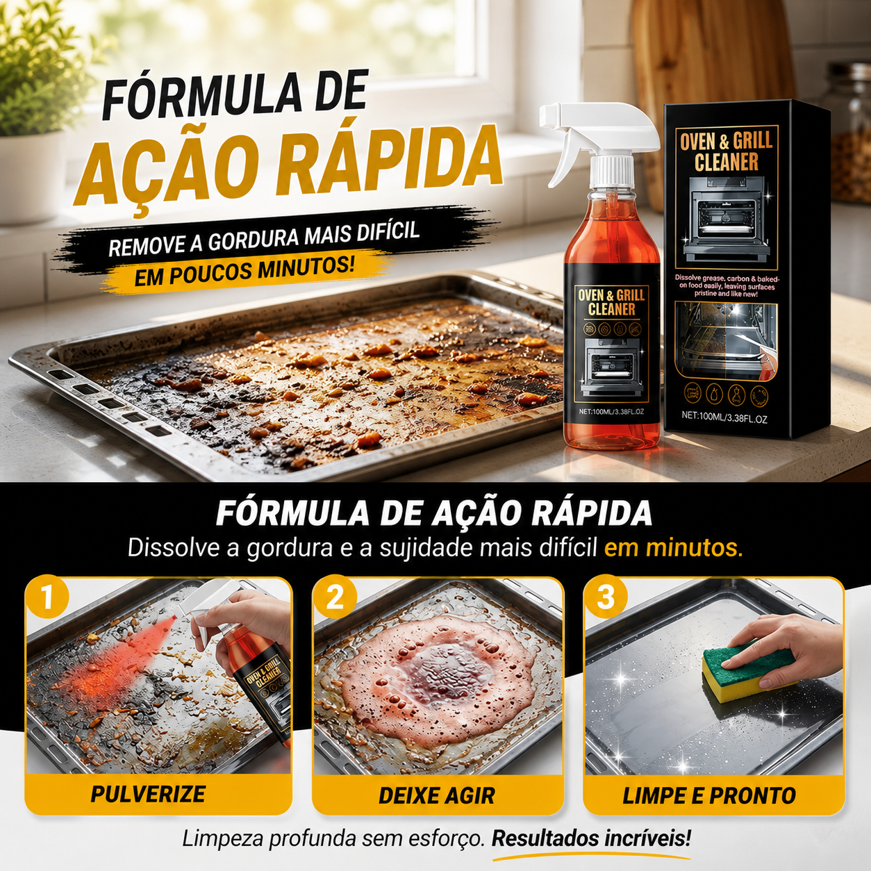 Limpador de Ação Rápida para Fornos e Churrasqueiras