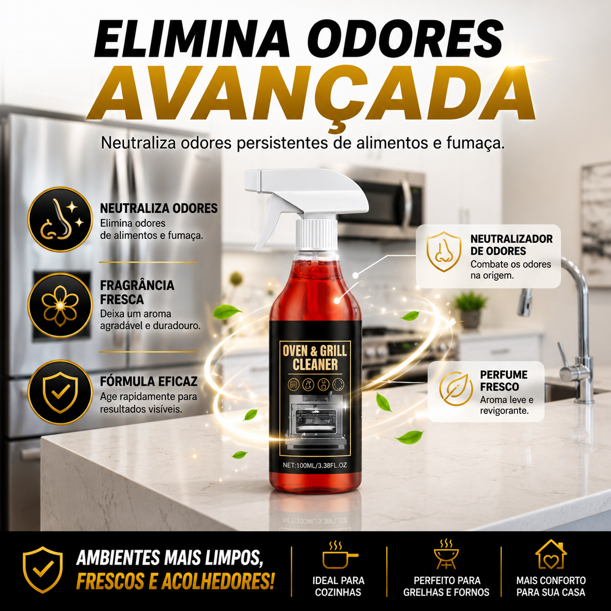 Limpador de Ação Rápida para Fornos e Churrasqueiras