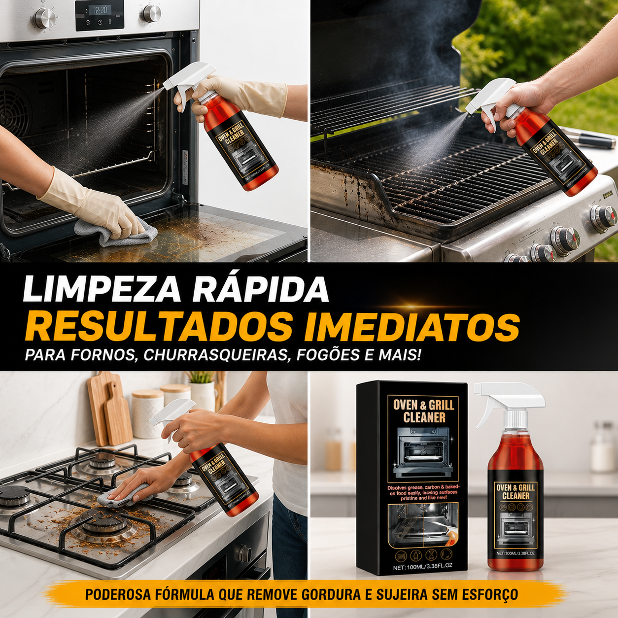 Limpador de Ação Rápida para Fornos e Churrasqueiras
