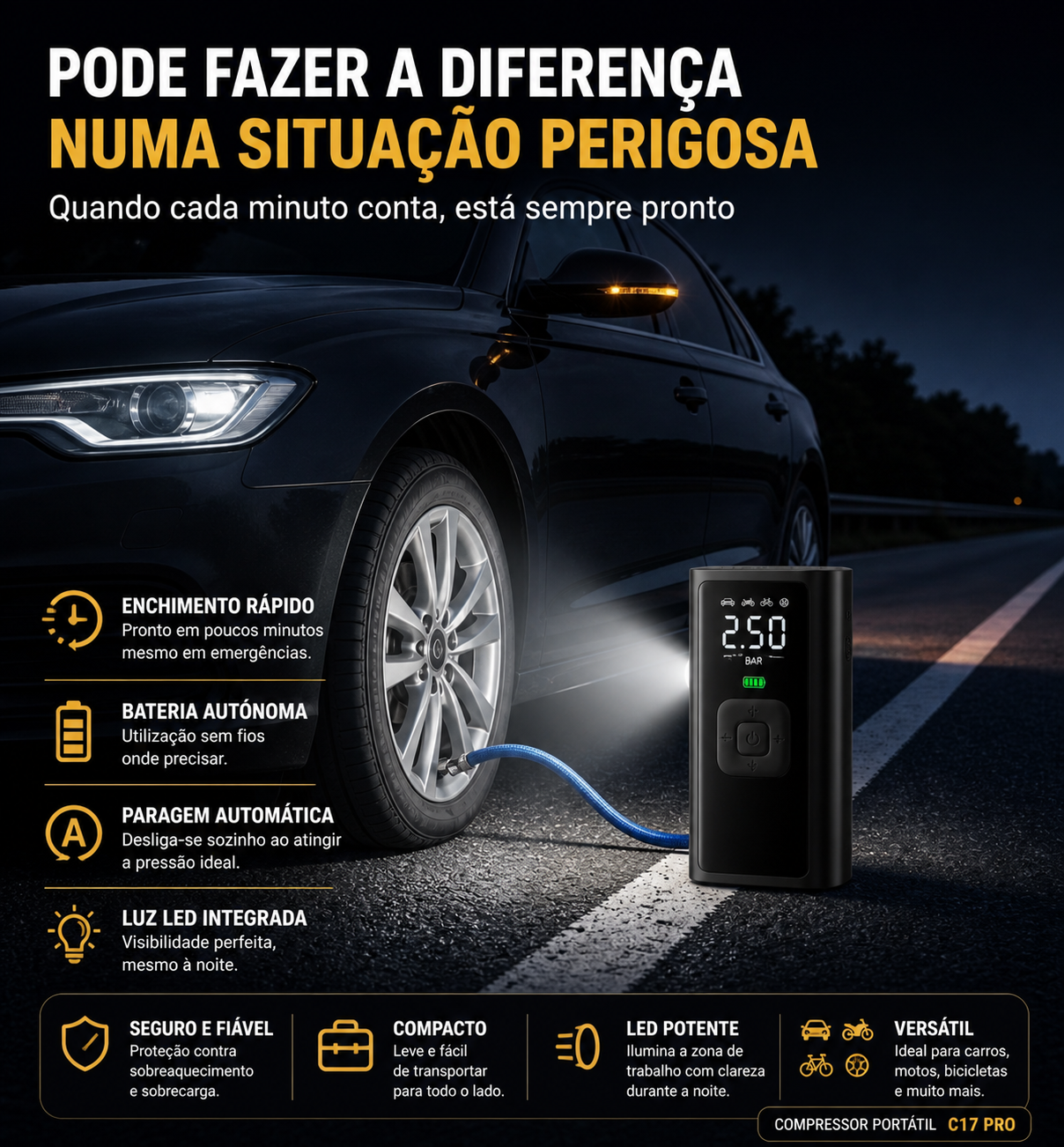 Compressor de Ar Profissional Inteligente Sem Fio