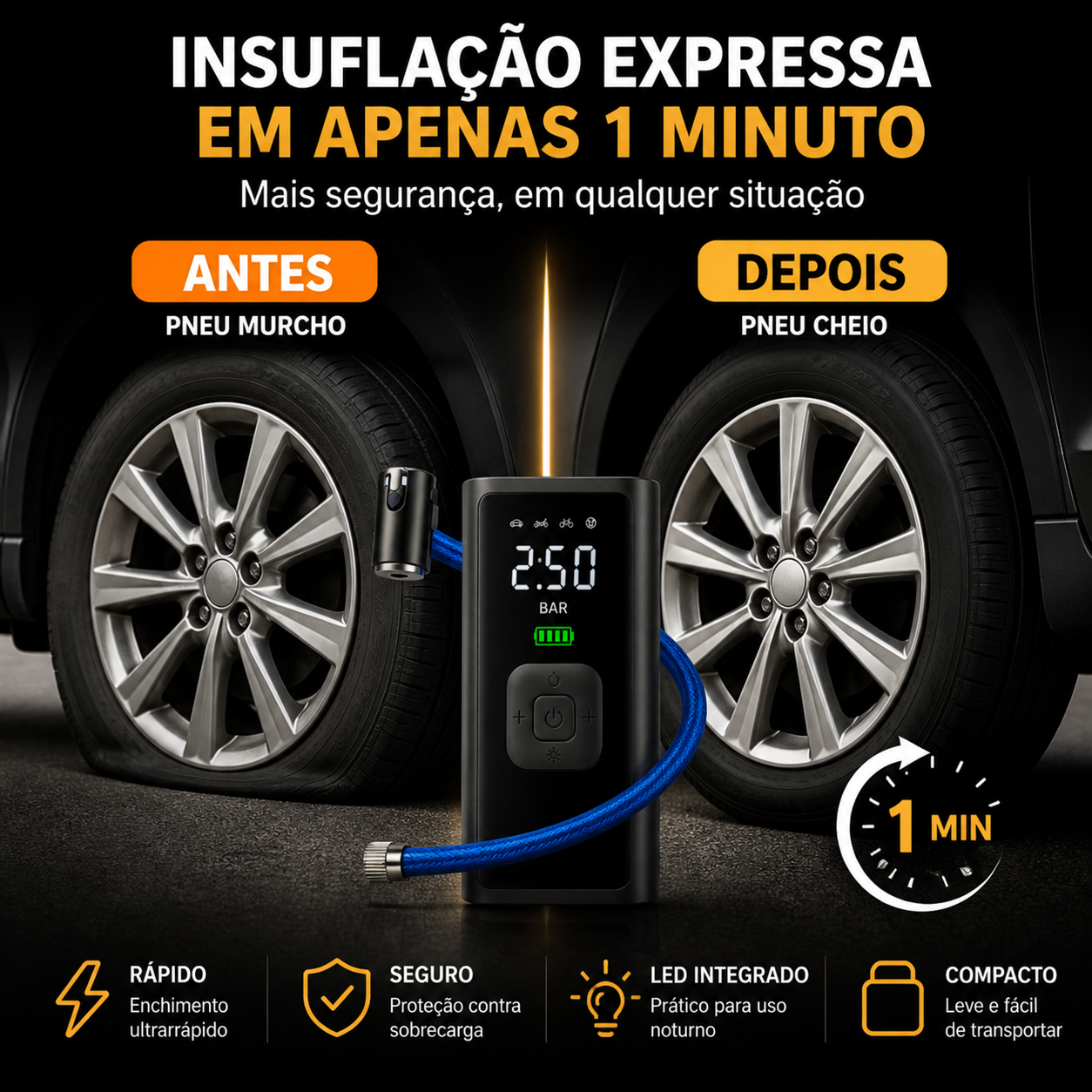 Compressor de Ar Profissional Inteligente Sem Fio