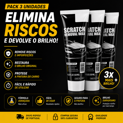 Cera universal para remoção de riscos em automóveis – Remove riscos, manchas e oxidação, e também restaura os faróis! 🚗✨