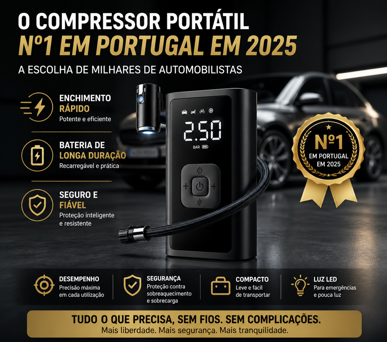 Compressor de Ar Profissional Inteligente Sem Fio